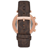 ساعة مايكل كورس باركر كرونوغراف بمينا أبيض وسوار جلدي بني للنساء - MK6917