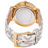 ساعة مايكل كورس النسائية ذات المينا البيضاء المصنوعة من الكريستال الكوارتزي، موديل MK2858