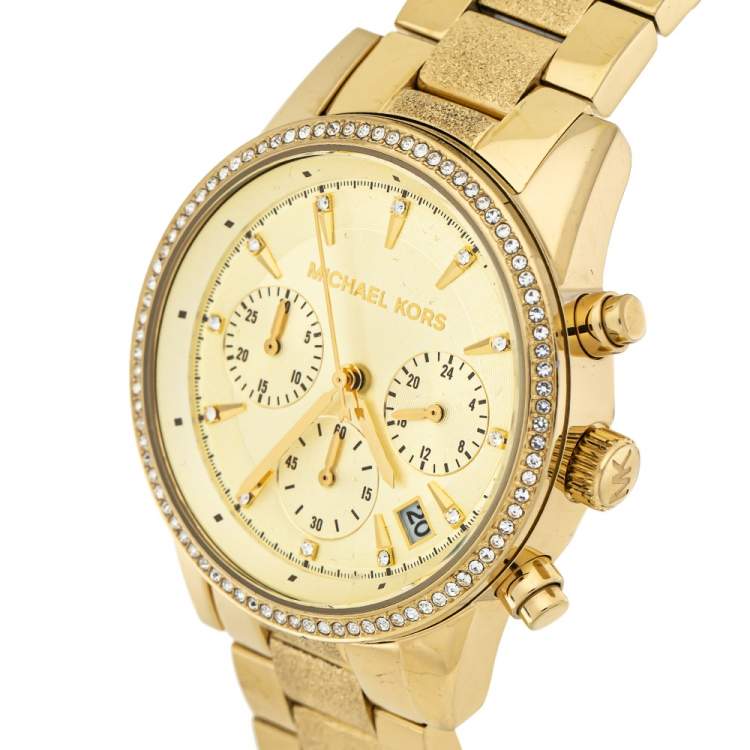 Michael Kors Ritz Reloj cronógrafo dorado para mujer MK6597