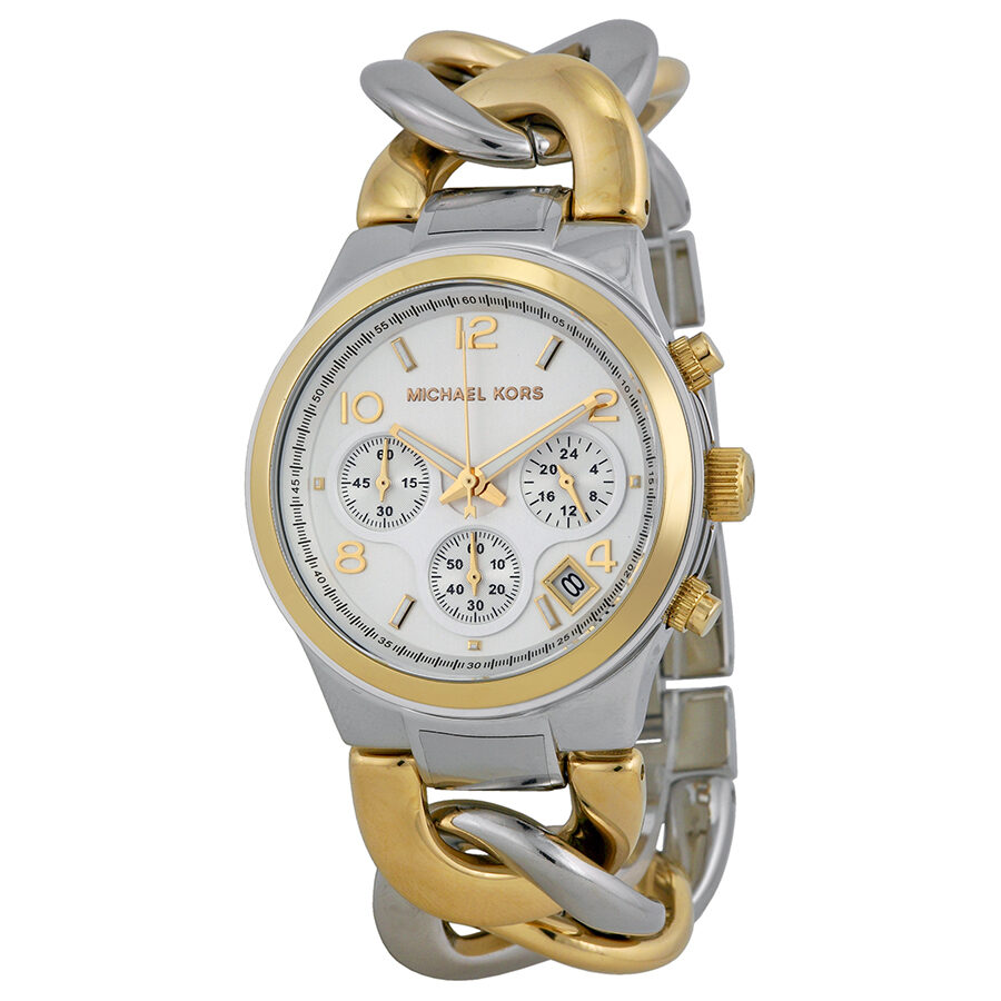 Michael Kors Twist Chain  Chronograph White Dial Ladies Watch MK3199