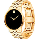 Movado Museum Black Dial Gold Steel Strap Watch For Gents - 606997