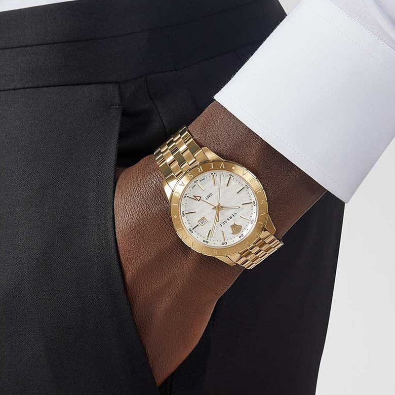 Versace Univers Quartz White Dial Gold Steel Strap Watch for Men - VEBK00518 VEBK00518 - Image 5