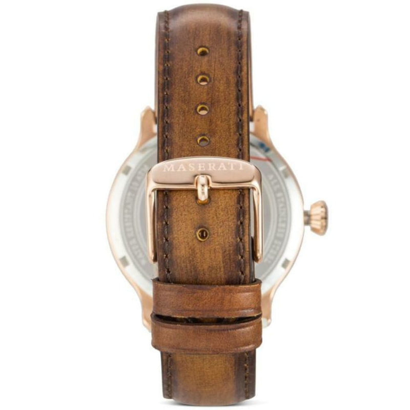 Maserati Epoca Blue Dial Leather Strap Brown Color Men's Watch R8851118001