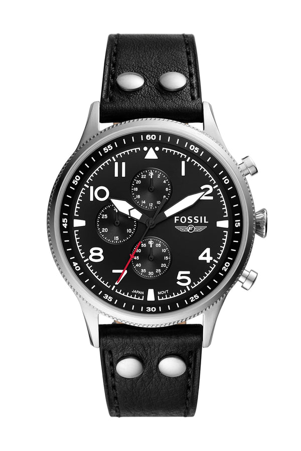 Fossil Retro Pilot Cronógrafo Cuarzo Esfera Negra Reloj para Hombre FS5806