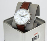 Fossil Retro Pilot Cronógrafo Marrón Cuero Hombre Reloj FS5809