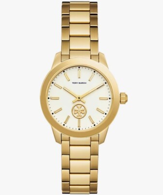 Tory Burch Yellow Gold Collins White Dial Watch  Women's Watch TBW1300 - Image 1