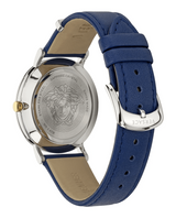 ساعة فيرساتشي في-سيركل للرجال، مينا أسود، سوار جلدي أزرق - VEBQ01419