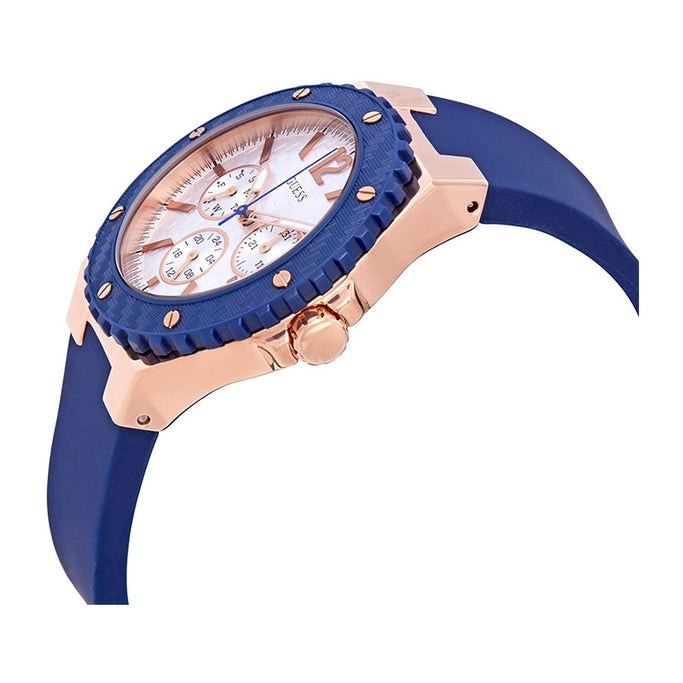 Guess Overdrive Silver Dial Blue Silicone Ladies Watch W0149L5 Watches of America