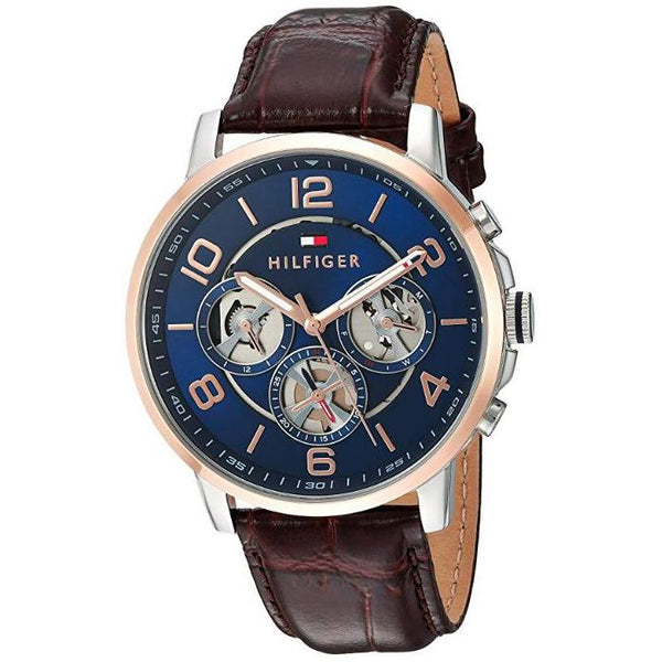 Tommy Hilfiger Keagan Navy Dial Leather Strap Men's Watch  1791290 - Watches of America