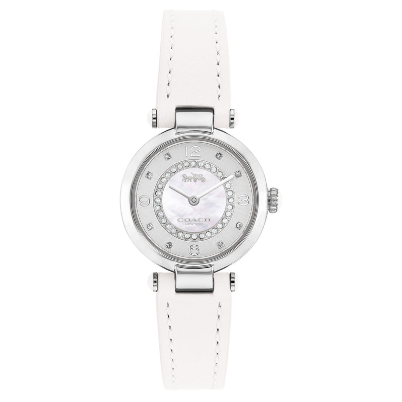 Coach Cary White Leather Strap Women's Watch  14503893 - Watches of America