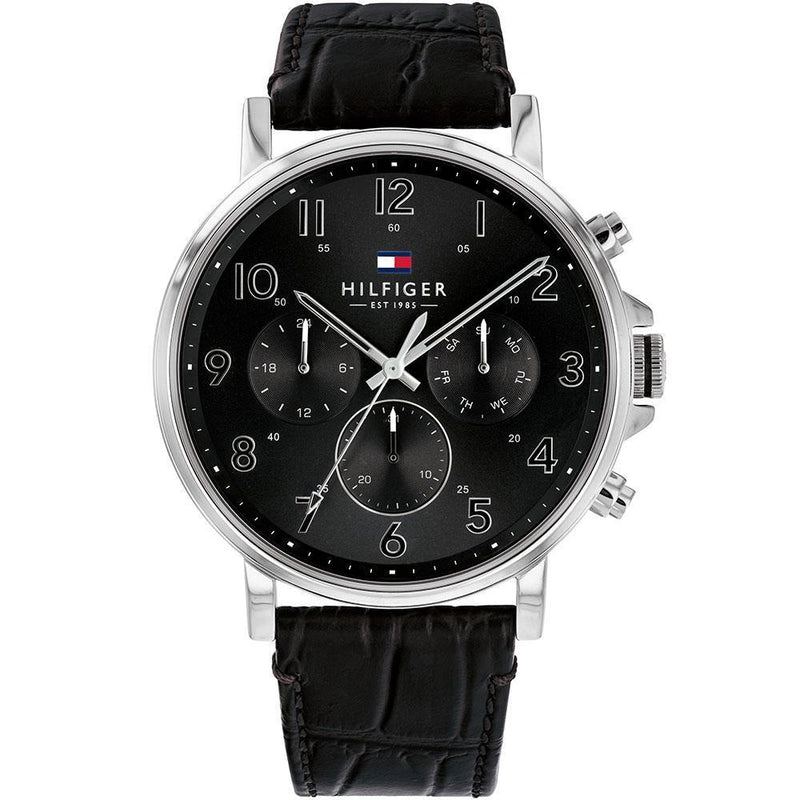 Tommy Hilfiger Multi-function Black Leather Men's Watch  1710381 - Watches of America