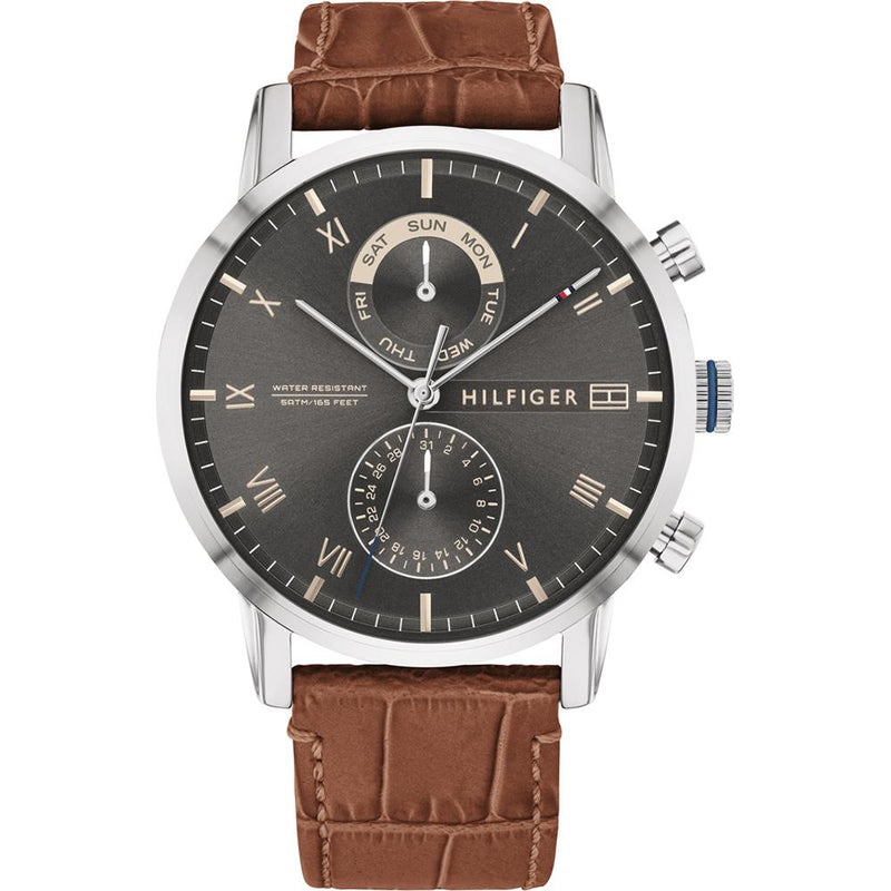 Tommy Hilfiger Multi-function Brown Leather Men's Watch  1710398 - Watches of America