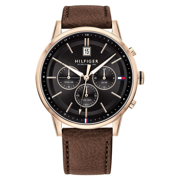 Tommy Hilfiger Multi-function Dark Brown Leather Men's Watch  1791631 - Watches of America