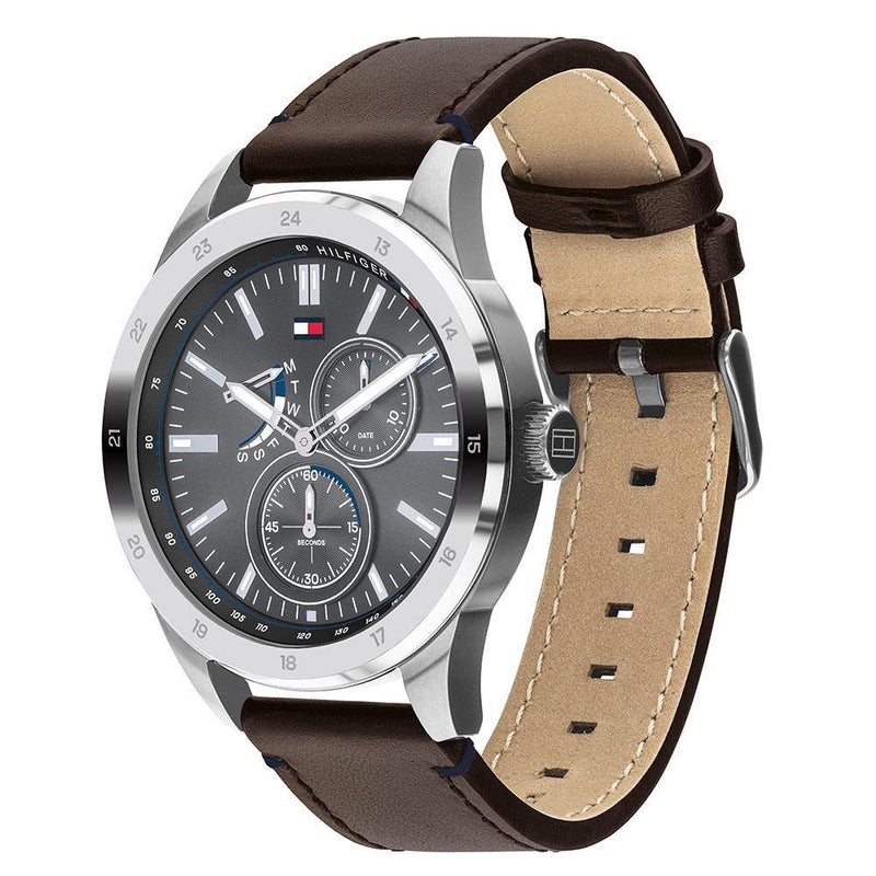 Tommy Hilfiger Multi-function Brown Leather Men's Watch 1791637 - Watches of America #3