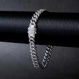 Big Daddy 12mm Iced Out Diamond Silver Cuban Prong Bracelet