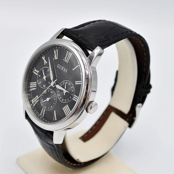 Guess Wafer Black Dial Leather Strap Watch W70016G1 - Watches of America #2