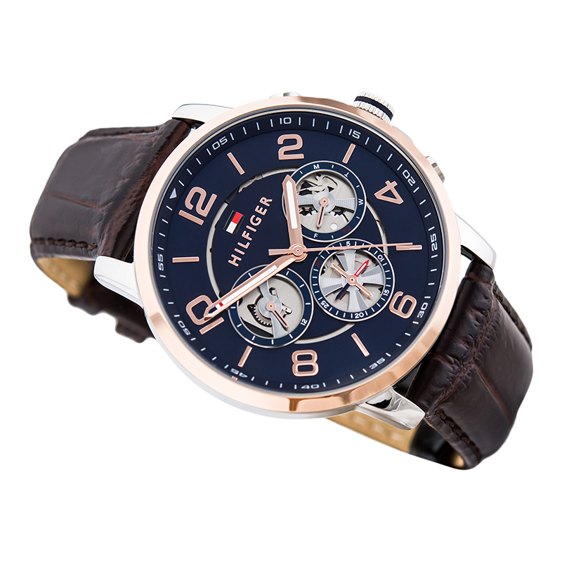 Tommy Hilfiger Keagan Navy Dial correa de cuero reloj de hombre 179129 Watches of America