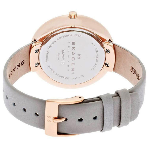 Skagen Gitte Rose Dial Leather Strap Women's Watch SKW2139 - Watches of America #2