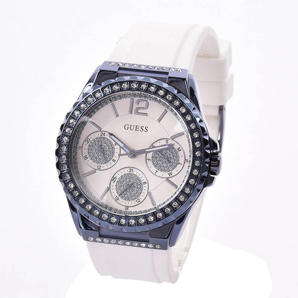 Guess  Women White Analogu Silicone Band Women's Watch  W0846L7 - Watches of America