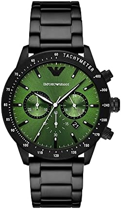 Emporio Armani Chronograph Green Dial Black Men's Watch  AR11472 - Watches of America