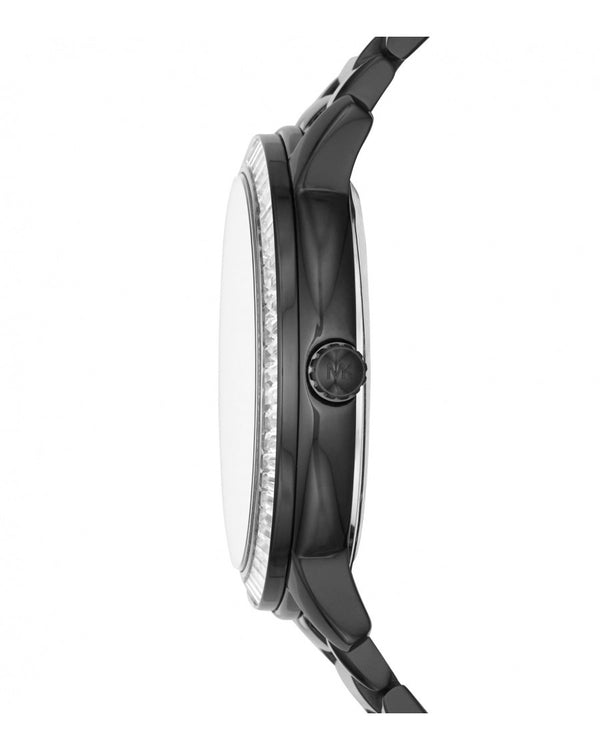 Michael Kors Madelyn Esfera negra con pavé de cristal Reloj de acero inoxidable en tono negro para mujer MK6289