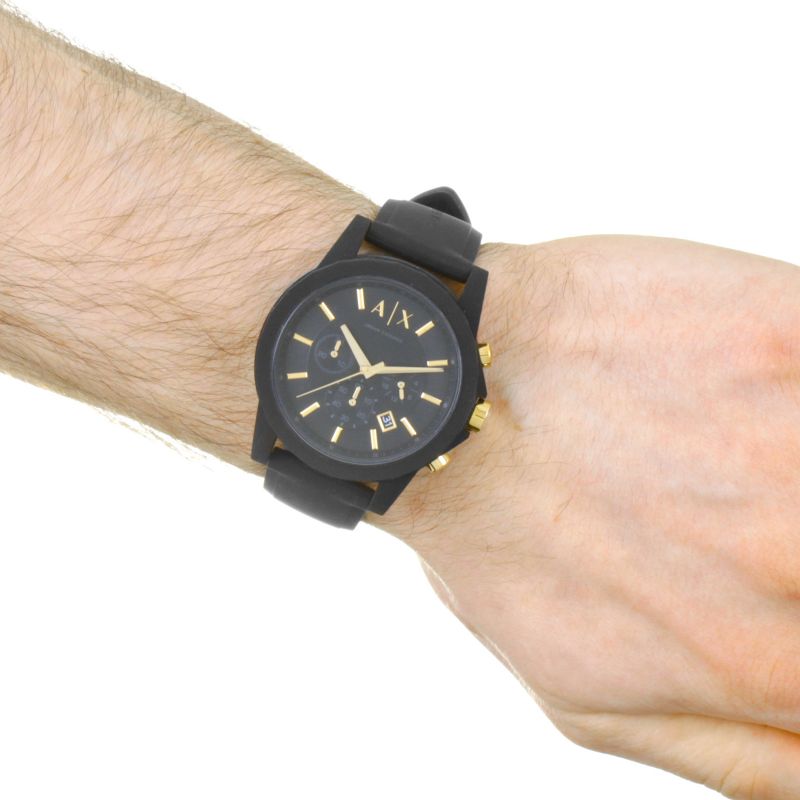 Armani Exchange Reloj cronógrafo de cuarzo con esfera negra para hombre AX7105