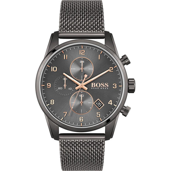 Hugo Boss Skymaster Grey Mesh Men's Watch  1513837 - Watches of America