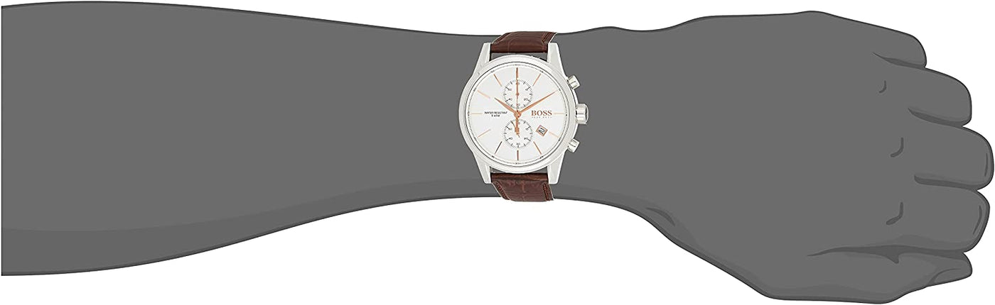 Hugo Boss Jet Silver Brown Leather Men's Watch 1513280