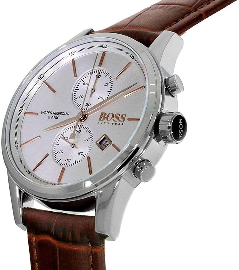 Hugo Boss Jet Silver Brown Leather Men's Watch  HB1513280 - Watches of America #4