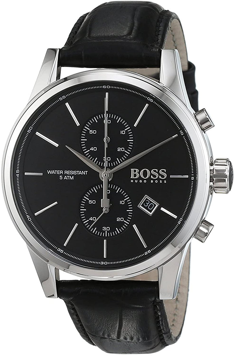 Hugo Boss Jet Black Dial Leather Strap Men's Watch HB1513279 - Watches of America #4