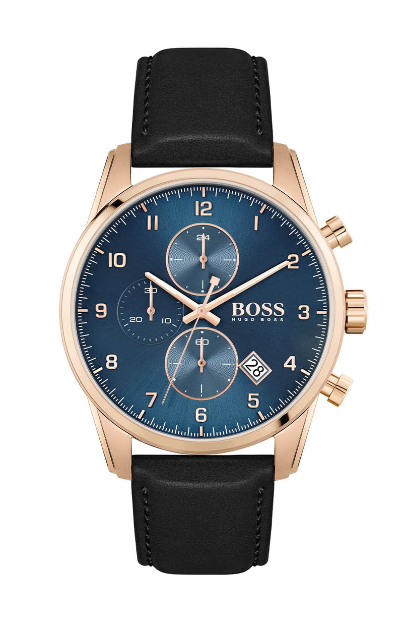 Hugo boss blue leather watch best sale