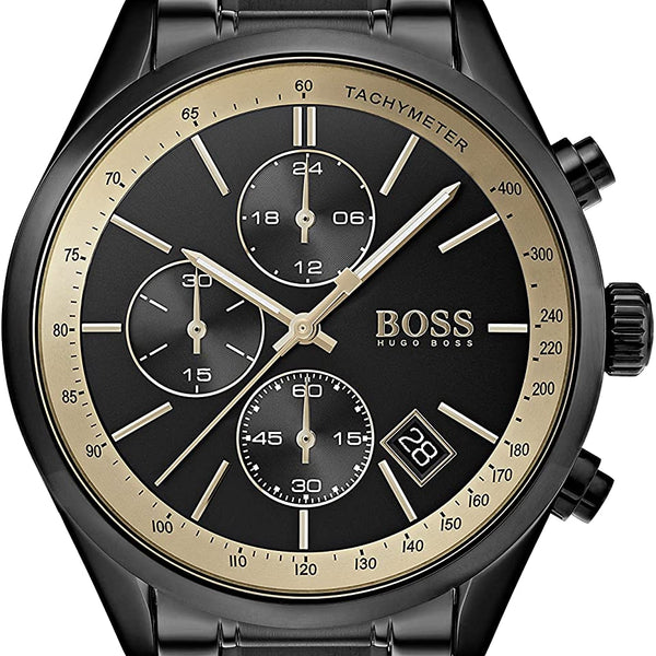Hugo Boss Men s Grand Prix Black IP Gold Accent 1513578 Watches of America