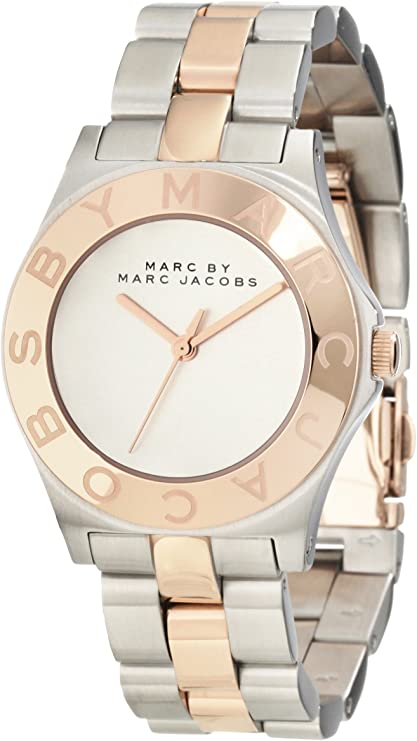 Marc By Marc Jacobs Blade Rose Gold Tone Bezel Silver Dial Two Tone Women's Watch  MBM3129 - Watches of America