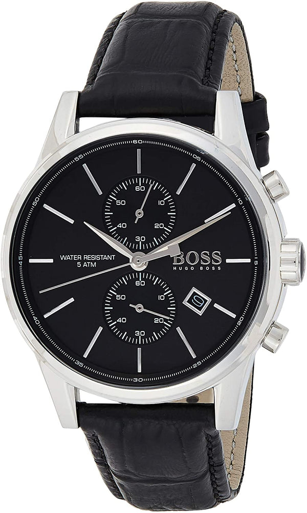 Hugo Boss Jet Black Dial Leather Strap Men's Watch  HB1513279 - Watches of America