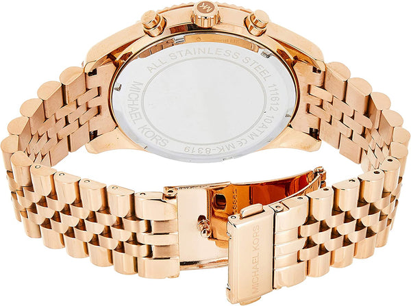 Michael Kors Lexington Cronógrafo Rose Dial Chapado en oro rosa Reloj para hombre MK8319