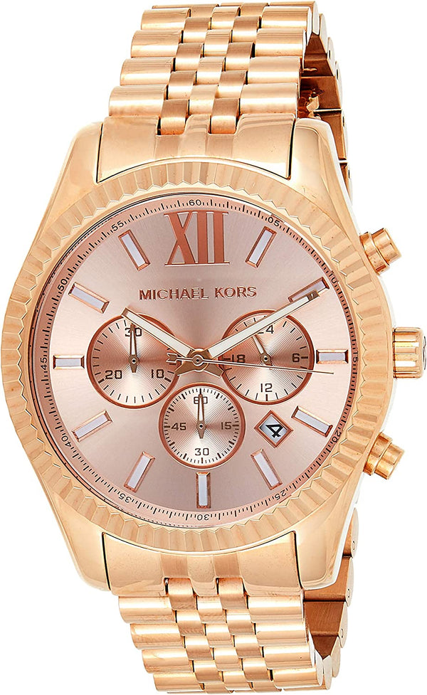 Michael Kors Lexington Cronógrafo Rose Dial Chapado en oro rosa Reloj para hombre MK8319