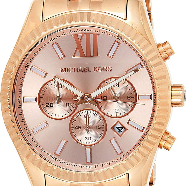 Michael Kors Lexington Cronografo Rose Dial Chapado en oro rosa Reloj Watches of America