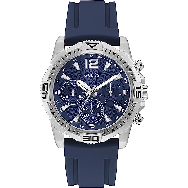 Guess Commander Blue Silicone Strap Men's Watch  GW0211G1 - Watches of America