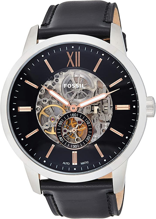 Fossil Townsman Skeleton Dial Automático Reloj de cuero para hombre ME3153