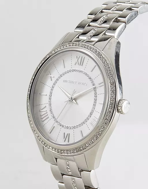 Michael Kors Lauryn Reloj de cuarzo con esfera plateada y cristal para mujer MK3718