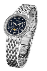 Bulova Classic Cronógrafo Cuarzo Diamante Azul Dial Ladies Watch 96R210