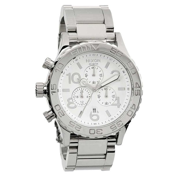 Nixon 42-20 Chrono High Polish White Silver Men's Watch Men's Watch  A037-945 - Watches of America