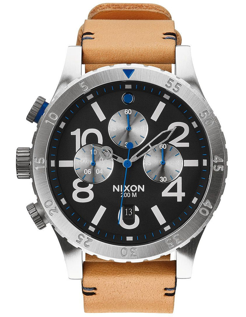 Nixon 48-20 Chronograph Black Dial Tan Leather Men's Watch Men's Watch  A363-1602 - Watches of America