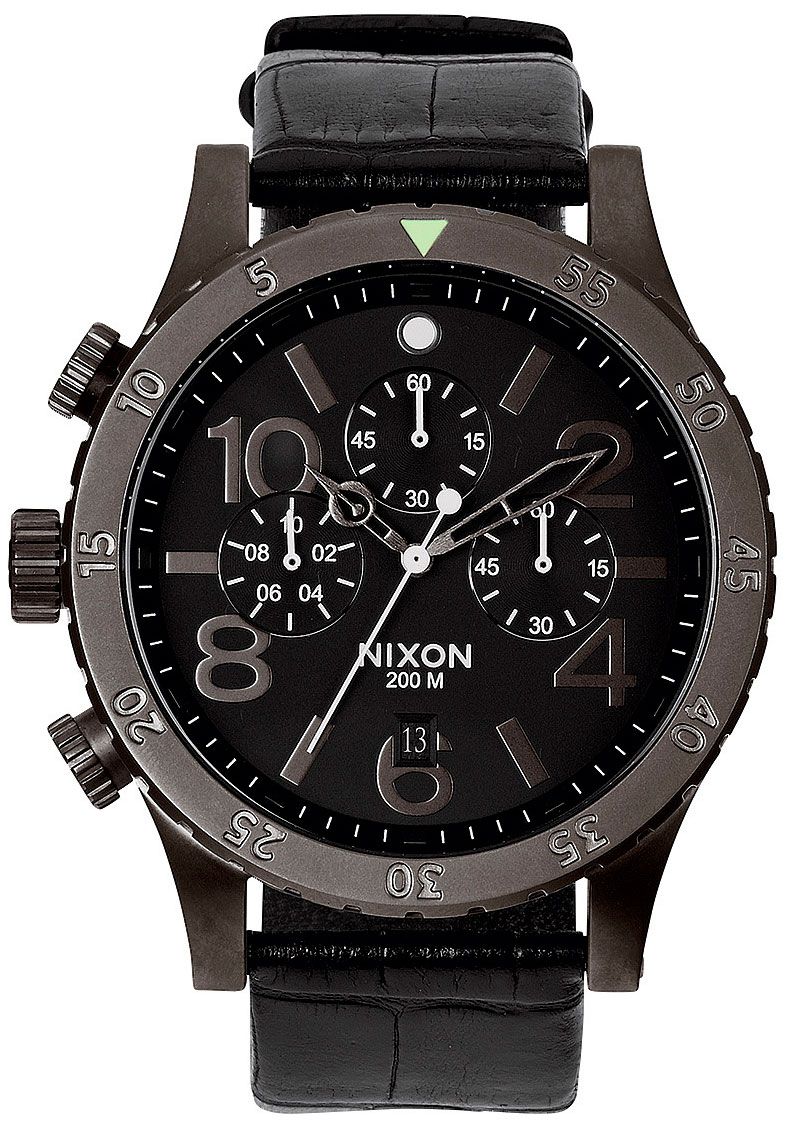 Nixon 48-20 Chrono Leather Black Gator Men's Watch Men's Watch  A363-1886 - Watches of America