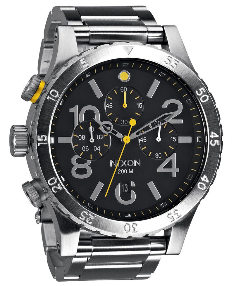 Nixon 48-20 Chrono Stainless Steel Black Dial Men's Watch Men's Watch  A486-000 - Watches of America