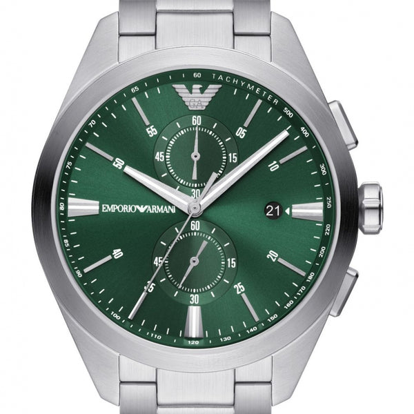Watch Men\'s Watches Chronograph America of Dial – Emporio Silver AR11480 Green Armani