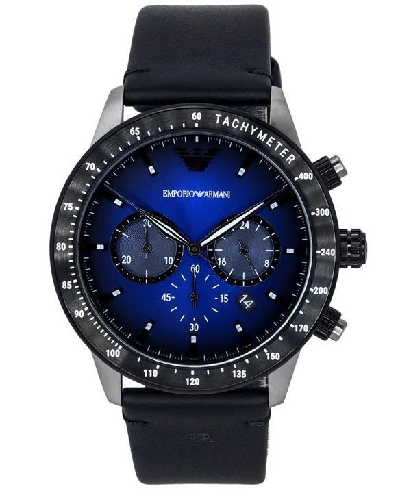 Emporio Armani Chronograph Black Leather Men's Watch  AR11522 - Watches of America