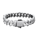 Big Daddy 12mm Iced Out Diamond Silver Cuban Prong Bracelet