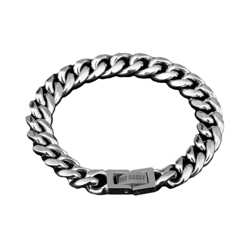 Brazalete de eslabones cubanos de plata Big Daddy de 10 mm