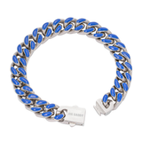 Big Daddy 13MM Enamel Blue Steel Cuban Bracelet